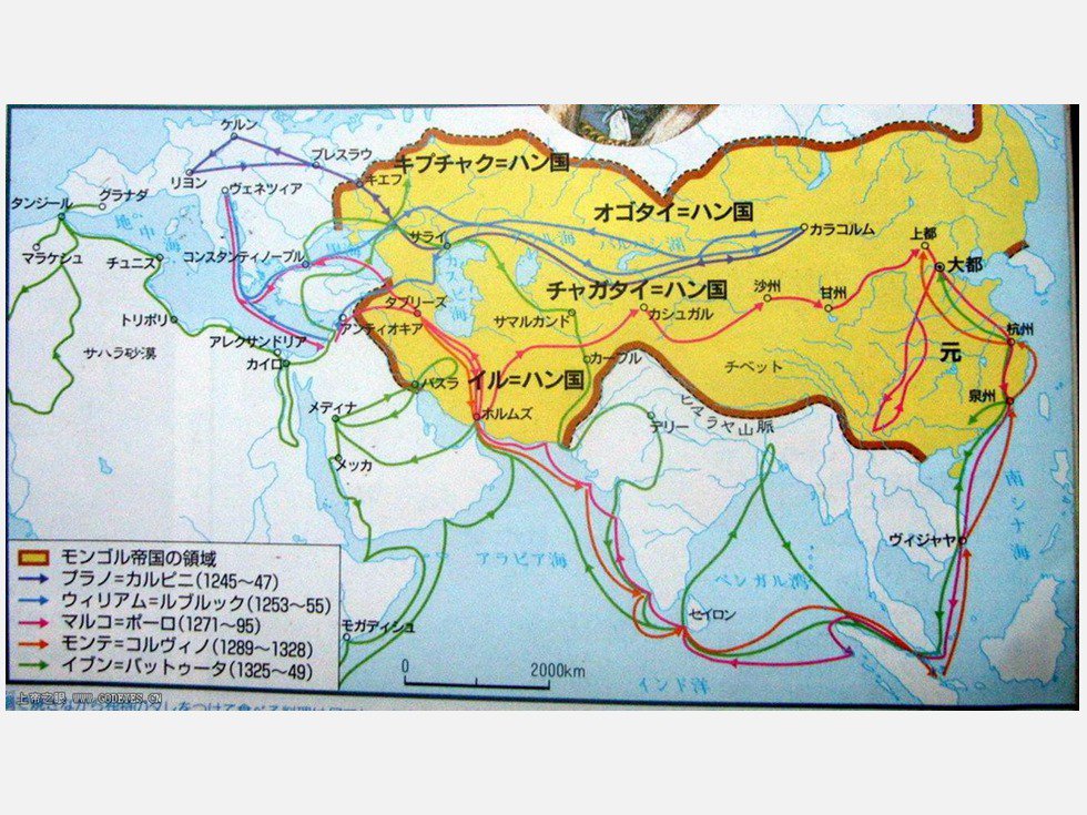 元帝国,在日本的地图上,元朝的疆域远远超出东亚范围,包括察合台汗国