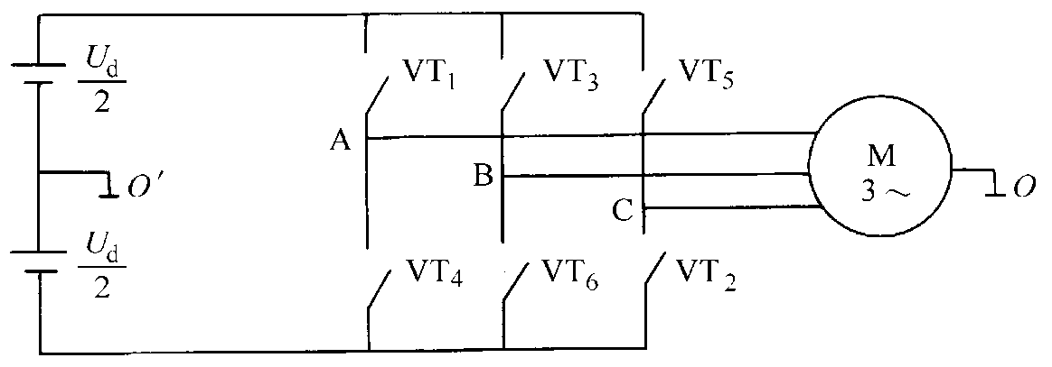 三相逆变器-异步电动机调速系统主电路原理图