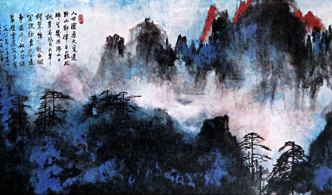 刘海粟泼彩山水画赏析