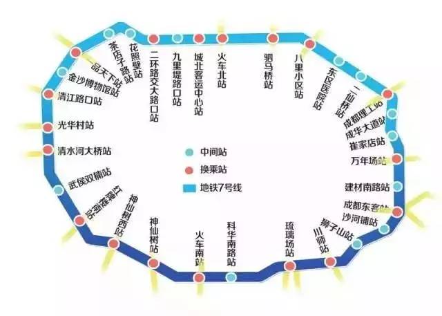 交通 信息 2017年,成都地铁首条环形线路7号线将开通运营,以"