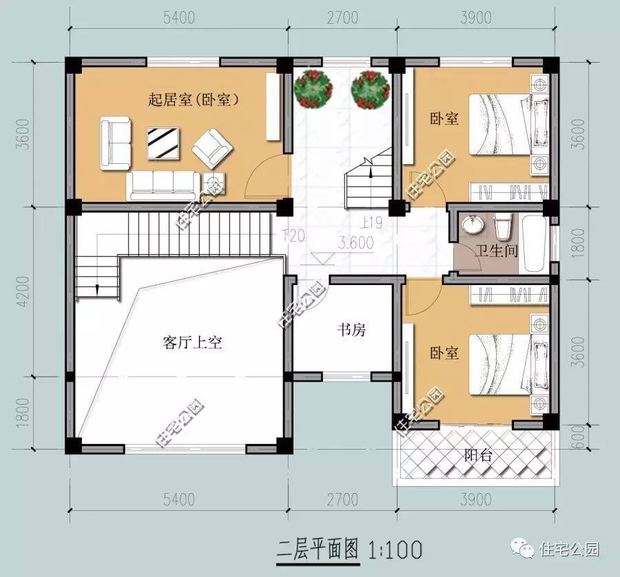 第五套这套自建房是新中式风格的设计,占地13.7x11.