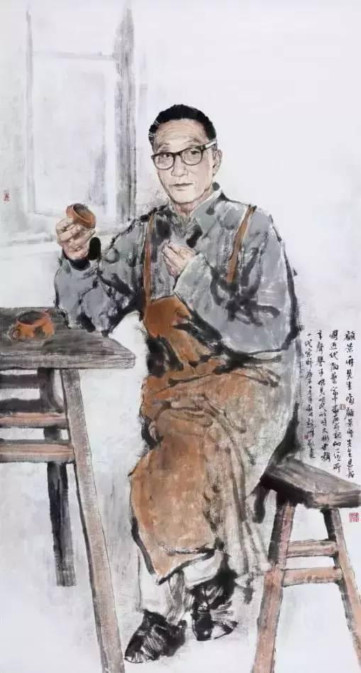 《大国工匠——顾景舟先生像》 95×180cm 纸本 2015年