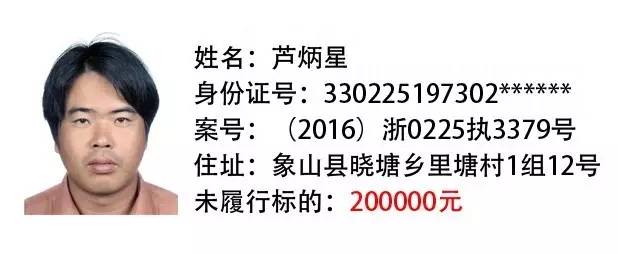 象山法院曝光老赖啦!看看他们是谁!