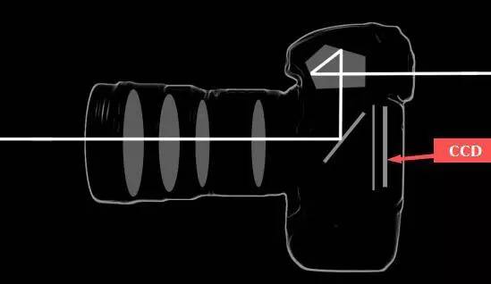 单反相机曝光原理 按下相机快门之前,反光板未升起,通过取景器取景