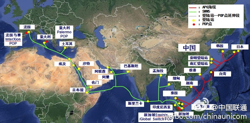 亚欧5号,亚太直达海缆还会接入即将开通的亚非欧一号(aae-1)海缆