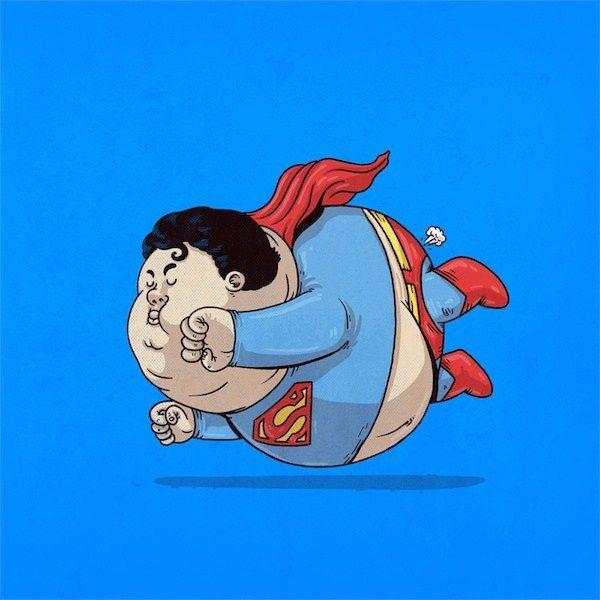 艺术创作人物童话卡通胖子超人