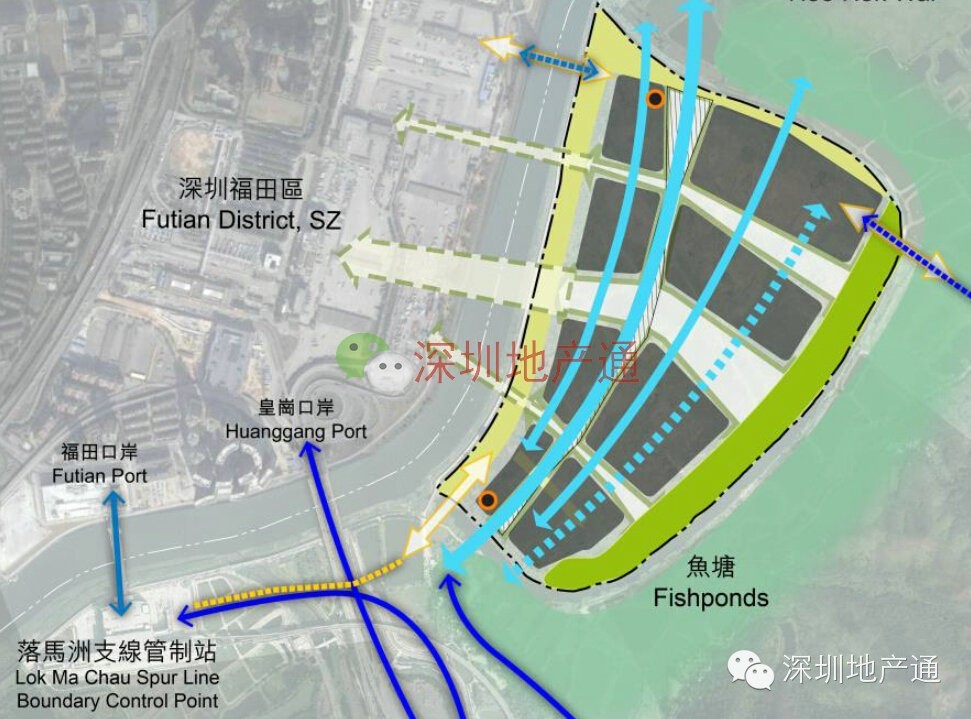 未来的120万平米皇岗口岸落马洲河套地区