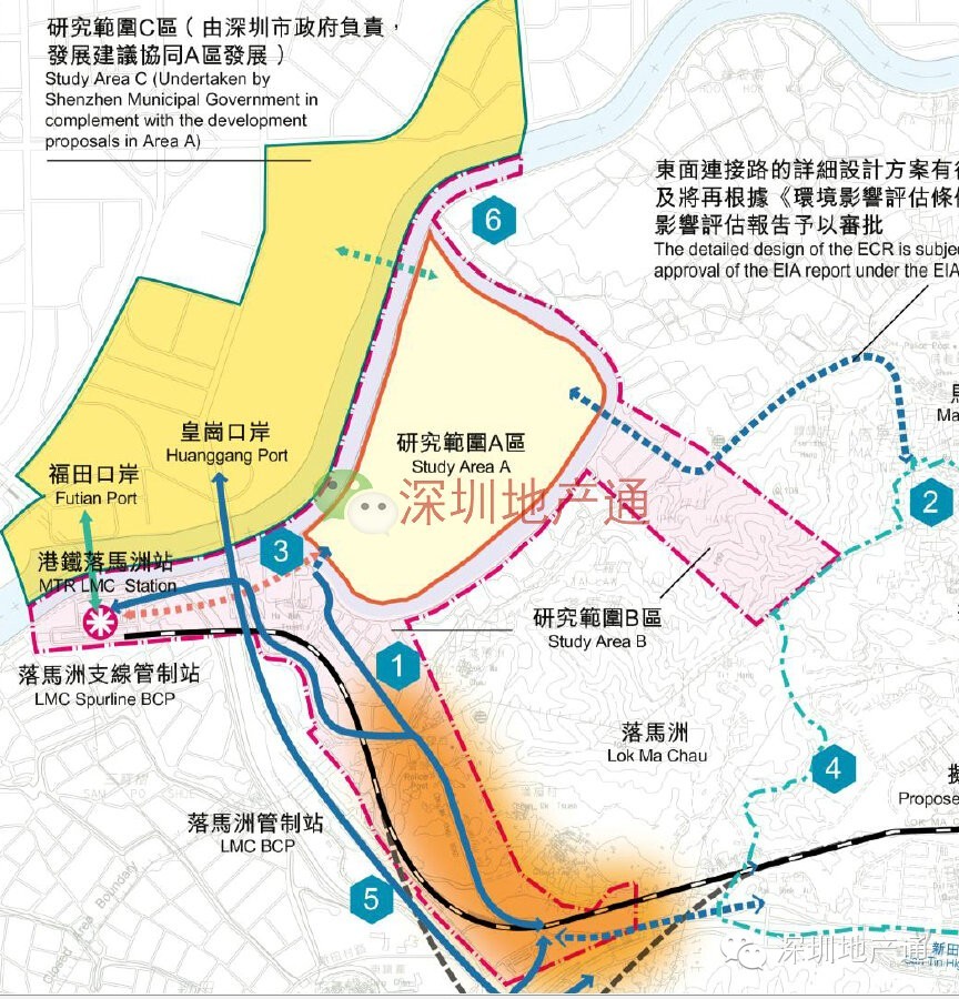 未来的120万平米皇岗口岸落马洲河套地区