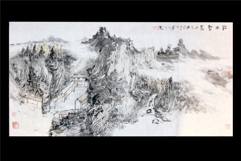 藏家李军收藏画家石寒的几幅巨幅作品