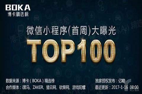 微信小程序首周10大细分类目TOP10排行榜大