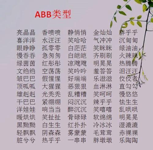 小学常考成语 AABB ABAB ABAC ABB式分类 