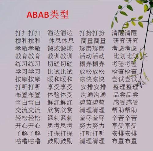 考成语:AABB+ABAB+ABAC+ABB式分类!