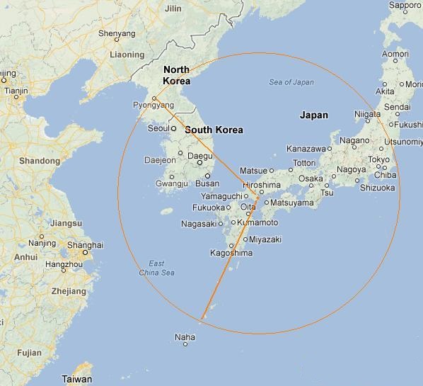 岩国基地位于日本濑户内海西侧,上图红圈该机作战半径可覆盖范围,f