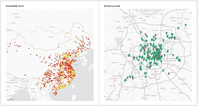 gis地图-气泡图 麦当劳&肯德基门店分布/星巴克&costa门店分布