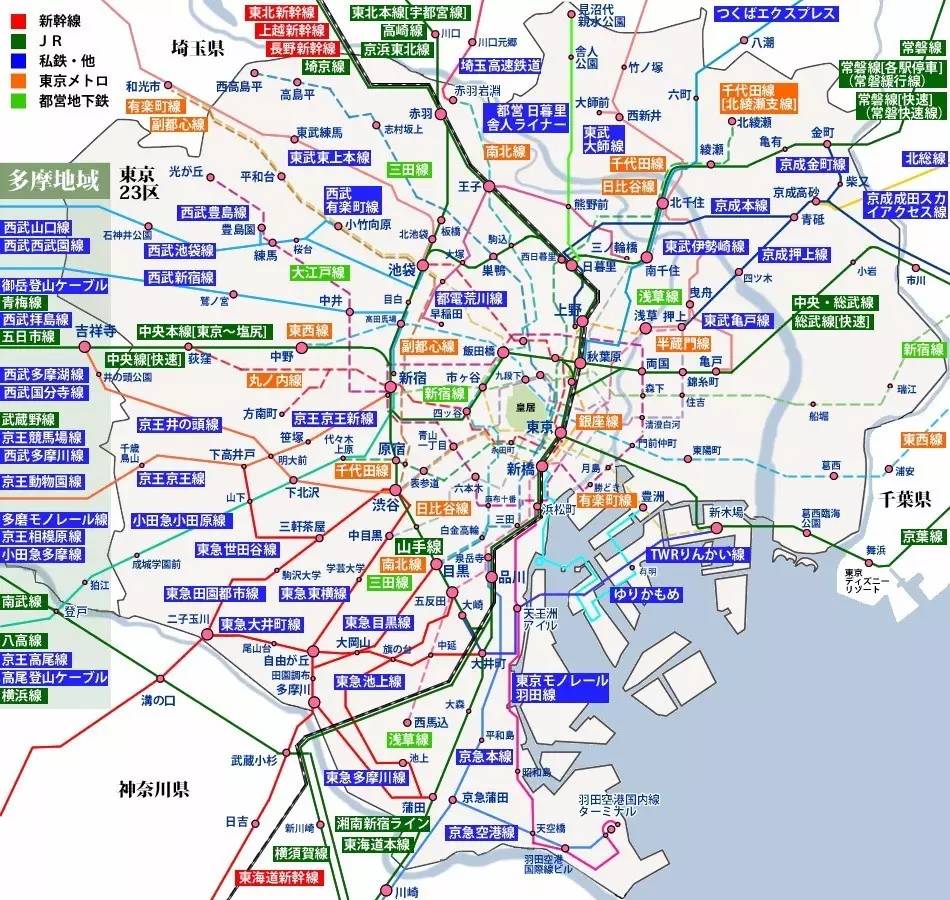 图11-3 东京圈轨道交通主要线路及站点4 名古屋都市圈的郊外轨道交通