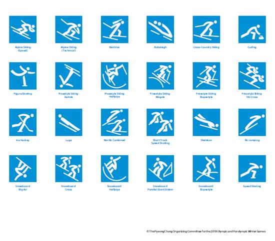 平昌冬奥体育图标发布采用韩语字母表设计