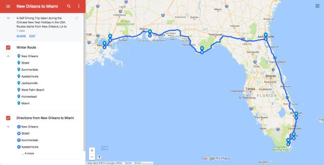 美国自驾旅行冬季线路:新奥尔良 - 迈阿密