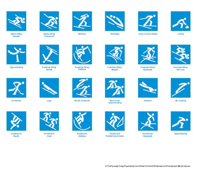 2018平昌冬奥会发布24个体育图标