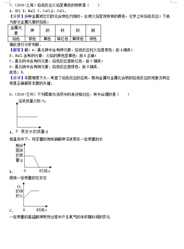 2016年中考化学试题分类汇编-盐化肥