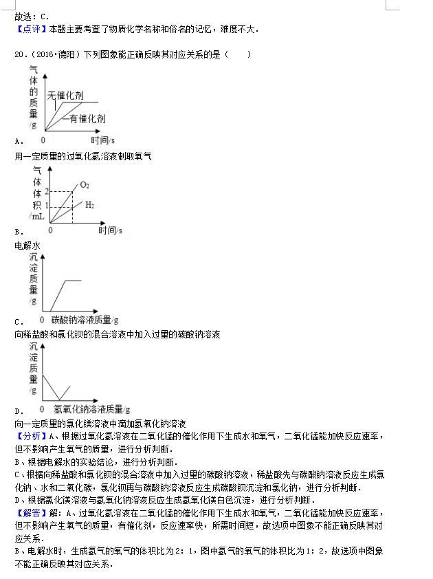 2016年中考化学试题分类汇编-盐化肥