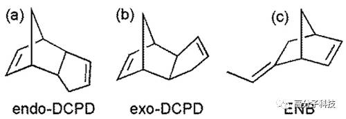 其中,双环戊二烯dcpd存在桥式(endo-dcpd)和挂式(exo-dcpd)两种异构体