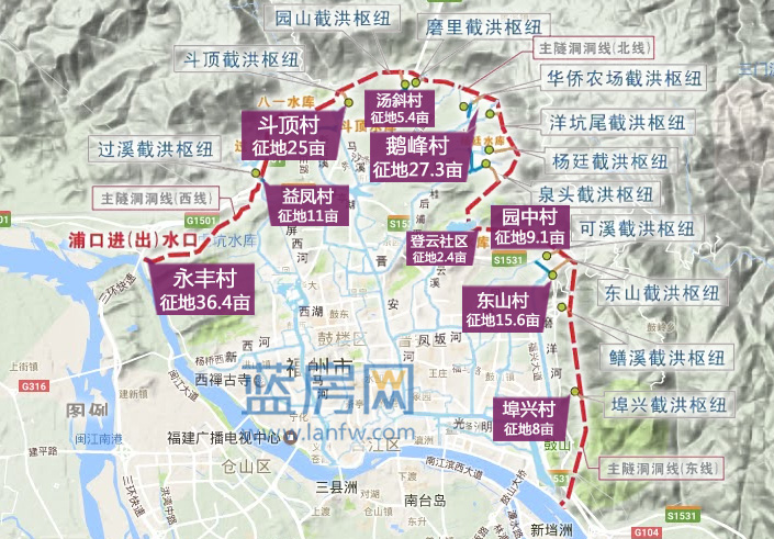 项目征地示意图 征地信息一览此外,福州市拟征收仓山区建新镇国