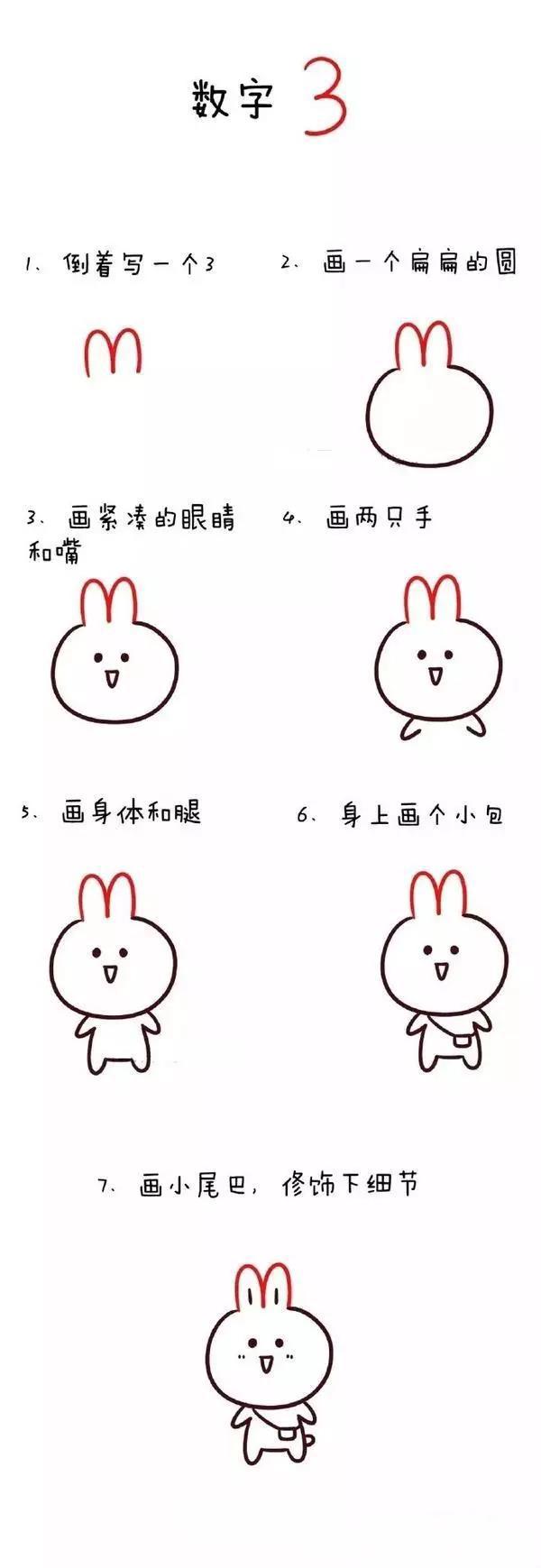 儿童简笔画:从数字1到10,轻松画出可爱的小动物