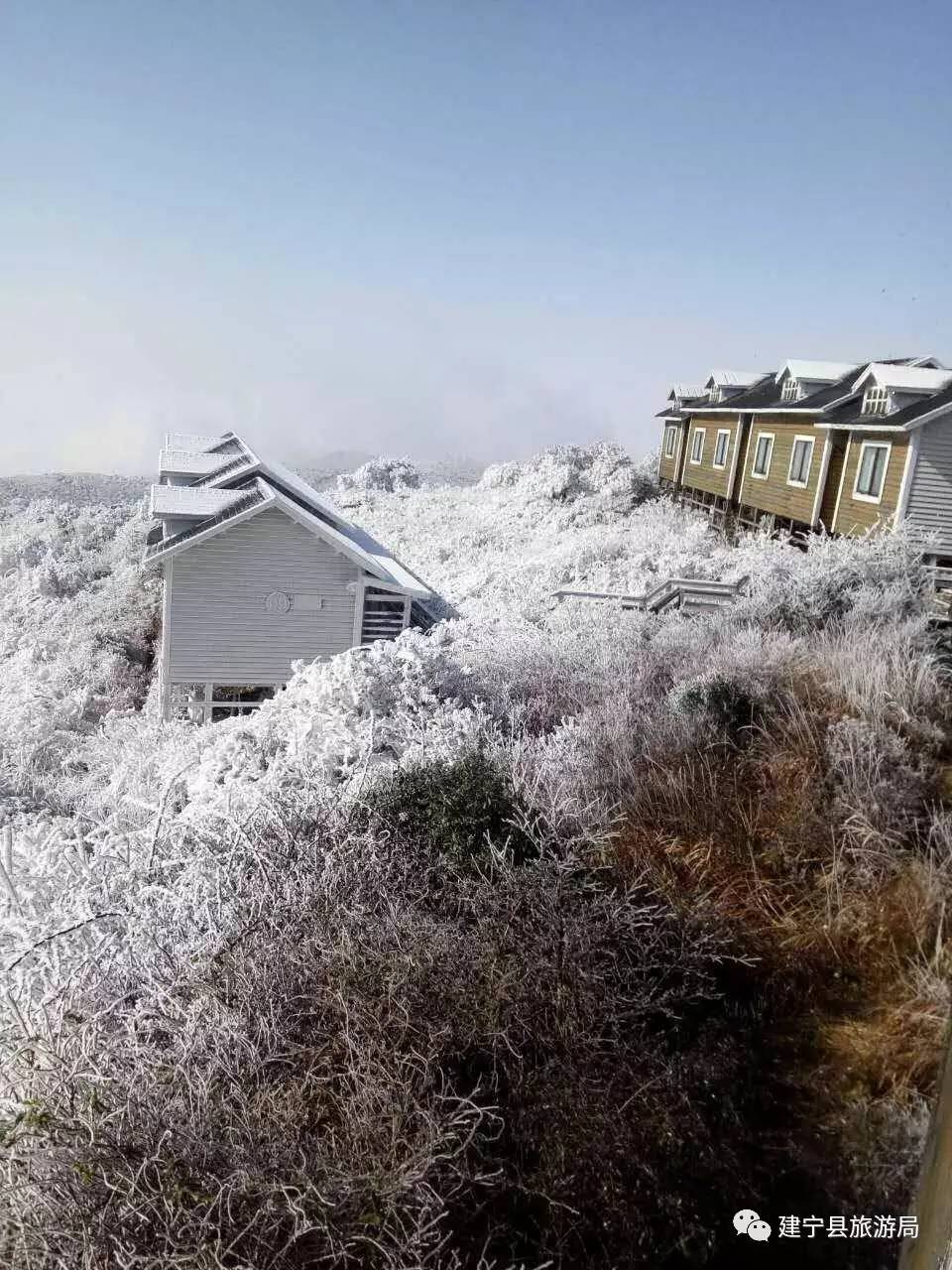 建宁金铙山迎来今春第一场雾凇美景!