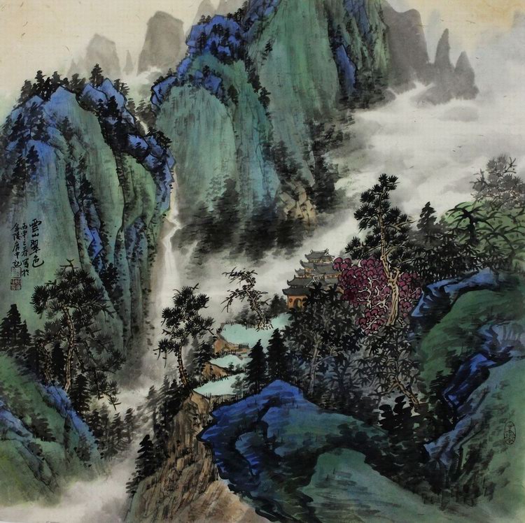 青绿山水画-周广中梦幻江南组图