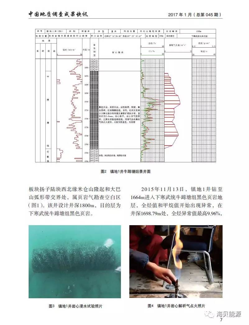 陕西镇巴地区寒武系牛蹄塘组钻获页岩气