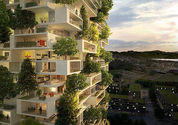 意大利米兰名为bosco verticale的垂直森林已经完工