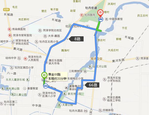 汽车 正文  【公交路线】 1,自菏泽长途汽车站至林展馆,可乘坐8路或66