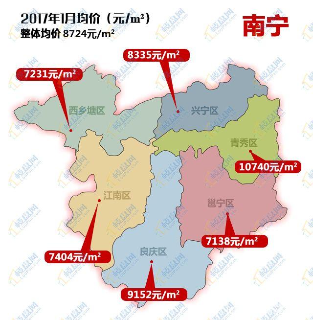 南宁1月房价地图