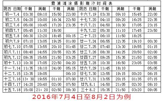 霞浦摄影2017最新潮汐表