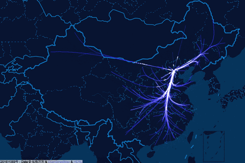 跟随百度地图看中国2017年城市格局全国迁徙趋势图片