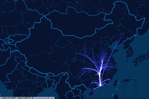 跟随百度地图看中国2017年城市格局全国迁徙趋势图片