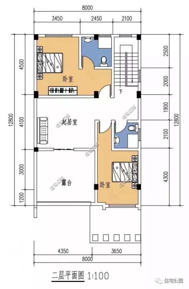 农村自建房8米面宽看这5款户型!