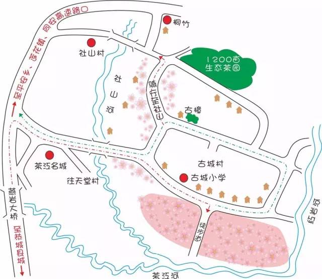 「恭城镇古城片赏花地图」 ▼