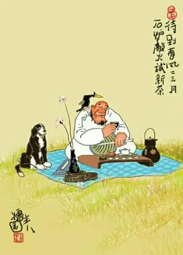 石家庄画家杜川的破老头幽默闲画洒脱得很