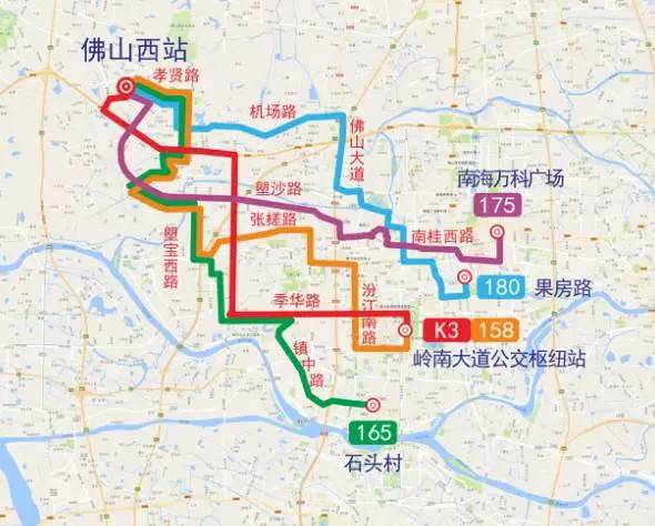 停靠站点:         本次规划5条禅城区线路配套佛山西站,规划仅为