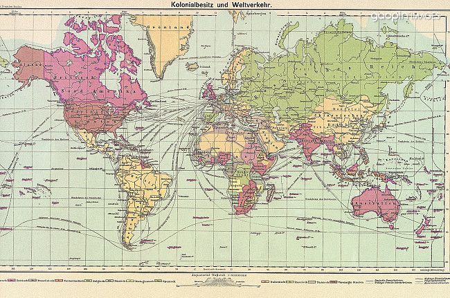 图片来源:高品图像 1902年世界殖民地地图和路线.