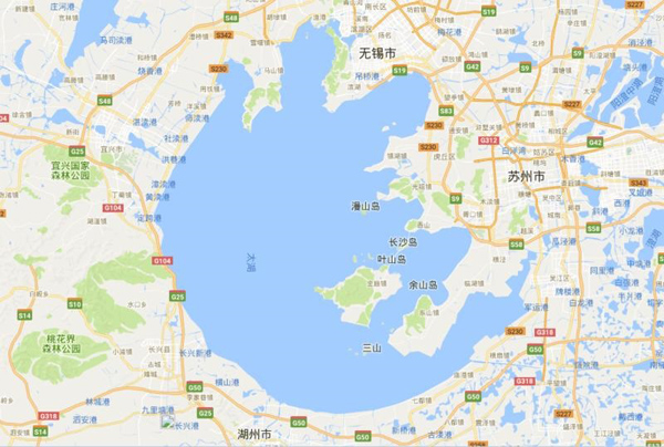 太湖地理位置.来自谷歌地图