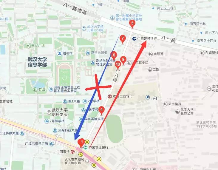 广八路恢复为由南向北单向通行,通过八一路分担街道口交通压力.