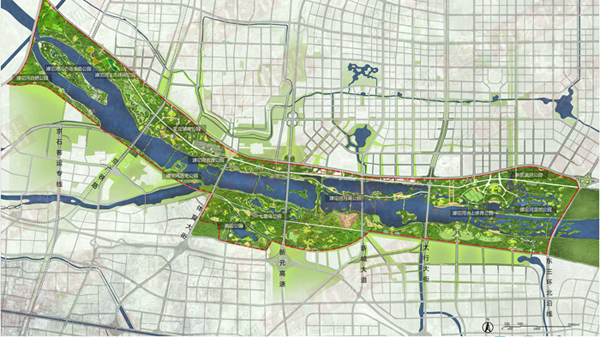 石家庄滹沱河景观提升规划总平面图 实际上,2月22日,石家庄市城乡规划