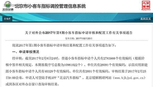 北京市2017年新能源小客车个人配置指标仅剩
