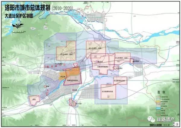 洛阳大遗址保护规划图所标示出的五大都城位置