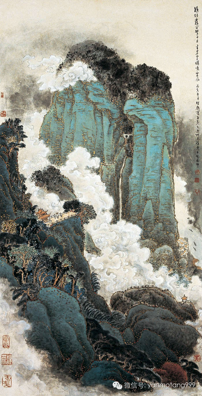 文/张剑 青绿山水为中国山水画之祖,指重彩青绿色为主的工笔山水画.