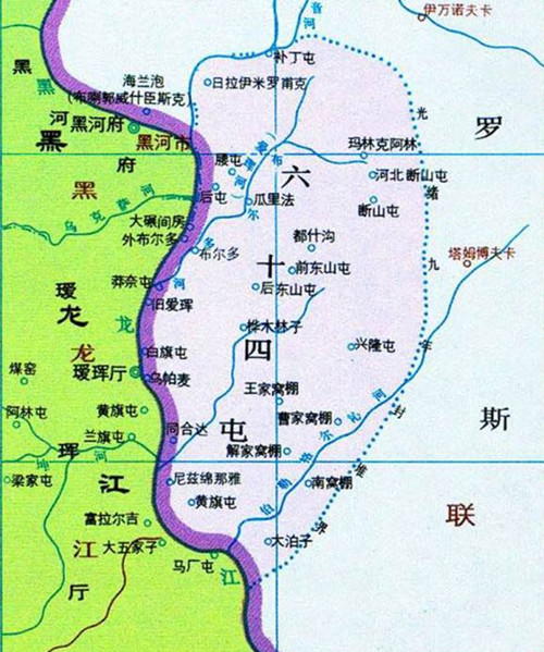 在1858年到1900年间,江东六十四屯地区大屯设有正,副两个屯长,小屯