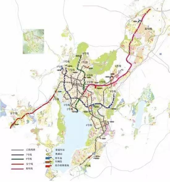 根据报告书,近期,昆明市将实施建设7号线,8号线,嵩明线,安宁线4条城市