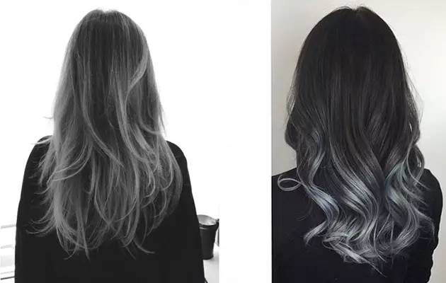 蓝色这个颜色放在头发上一直都是非常大胆的选择,配上灰色更显冷色调